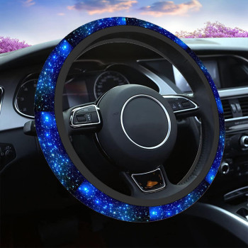 Swono Galaxy Blue Universal 15 Steering Wheel Covers Beautiful Galaxy and Star Cute Car Steering Wheel Cover for Men Women Girls Car Accessories