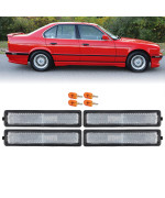 DEPO E30 Side Marker Lights - Euro Clear Front and Rear Bumper Sidemarkers Lamps Compatible with 1984-1991 BMW E30 3 Series / 88-94 E32 7 Series / 89-96 E34 5 Series (Clear Lens, 4 Pieces/set)