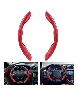 1 Pair Universal Car Steering Wheel Cover, Carbon Fiber Anti-Skid Steering Wheel Cover, Segmented Steering Wheel Protector, Anti-Slip Car Wheel Cover, Steering Wheel Accessories for Most Car, SUVs