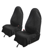 Leader Accessories 2pcs Waterproof Towel Front Seat Covers Black Non-Slip Bucket Seat Dog & Kid Auto Protector