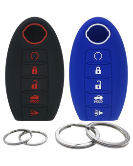 GFDesign 2 Pcs Silicone Key Fob Cover Remote Case Keyless Protector Compatible with Nissan Altima Armada Maxima Murano Pathfinder Rogue Sedan KR5S180144014 285E3-3TP5A 5 Buttons