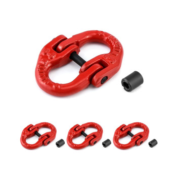 QWORK g80 Alloy Steel coupling Link, 4 Pack 14 Hammer Lock chain connector, 2645 lbs Working Load Limit, Red