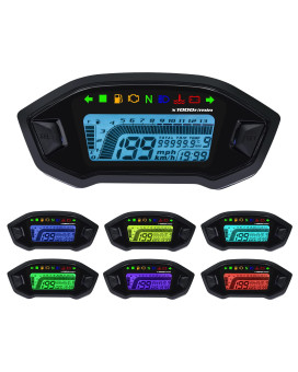 Motorcycle Speedometer Tachometer Gauge 13000 RPM Motorcycle Tachometer Gauge Universal LED Backlight Adjustable Optional Digital Odemeter Tachometer Fit for All Motorcycles with DC 12V