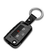 ZSPDACC Compatible with Volkswagen Foldable Key Fob Cover Black TPU Protector Case Car Key Chain Holder Compatible with VW Golf GTI Jetta Atlas Tiguan e-Golf Accessories