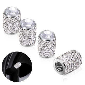 Bling Tire Stem Valve Caps, Crystal Tire Caps Shinny Rhinestone Universal Car Dustproof Tire Valve Caps for Car SUV Motorcycle Bicycle Truck (White)