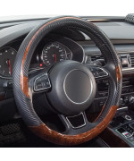 Xizopucy Wood Grain Steering Wheel Cover Black Universal Microfiber Leather, Suitable for 14 1/2-15 inch Comfortable Anti-Slip, Good Breathable and Odorless Car Steering Wheel Cover