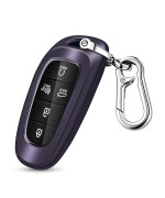 QBUC for Hyundai Key fob Cover,TPU 360 Degree Car Key Case Protector with Keychain Compatible with 2022 2021 2020 Hyundai Sonata Santa fe Tucson Keyless Entry 3/4/5/7 Buttons Smart Key(Purple Black)