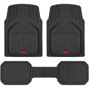 Motor Trend 943-BK FlexTough Defender Car Floor Mats -Next Generation Deep Dish Heavy Duty Contour Liners for Car SUV Truck & Van-All Weather Protection, Trim to Fit Most Vehicles Black