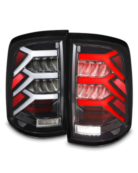 AKKON - Fits 2009-2018 Dodge Ram 1500 2500 3500 Truck [Full LED] Black Tail Lights Pair Driver Left + Passenger Right