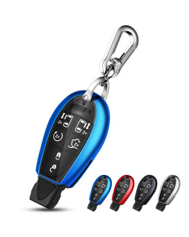 QBUC for Dodge Key Fob Cover with Keychain TPU Key Case Compatible with 2008-2018 Dodge Ram Jeep Chrysler Model Accessories (Blue)