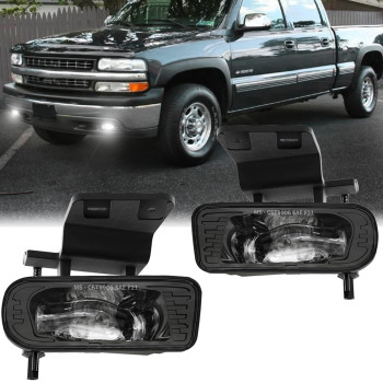 Z-OFFROAD New Version 60W Projector LED Fog Lights Lamps Compatible with Chevy Silverado 1999-2002, Tahoe Suburban 2000 2001 2002 2003 2004 2005 2006 Driving Light Bulbs Clear Lens Replacement