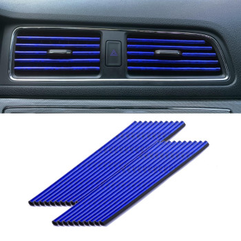 LivTee 20 Pieces Car Air Conditioner Decoration Strip for Vent Outlet, Universal Waterproof Bendable Air Vent Outlet Trim Decoration, Car Interior Accessories (Shiny Blue)