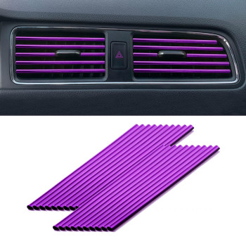 LivTee 20 Pieces Car Air Conditioner Decoration Strip for Vent Outlet, Universal Waterproof Bendable Air Vent Outlet Trim Decoration, Car Interior Accessories (Purple)