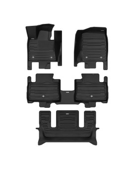 TuxMat - for Lincoln Aviator 6-Seater 2020-2024 Models - Custom Car Mats - Maximum Coverage, All Weather, Laser Measured - This Full Set Includes 1st, 2nd and 3rd Rows Black