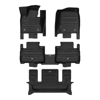 TuxMat - for Lincoln Aviator 6-Seater 2020-2024 Models - Custom Car Mats - Maximum Coverage, All Weather, Laser Measured - This Full Set Includes 1st, 2nd and 3rd Rows Black