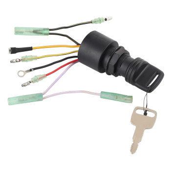 WMPHE Boat Ignition Switch with Key Push Choke Compatible with Mercury Mariner Outboard Motor Control Box 3 Position 6 Wire Connectors Key Starter Switch with 2 Keys Replaces 87-17009A5 87-17009A2