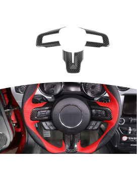 RT-TCZ Carbon Fiber Steering Wheel Decoration Interior Trim Kit Accessories for 2015-2022 Ford Mustang