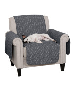 Furhaven chair Slipcover Water-Resistant Reversible Polka Paw Print Furniture Protector cover - gray, chair