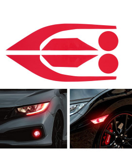 TOMALL 3 Pair Vinyl Smoke Tint Fog Light Headlight Side Marker Light Film for Honda Civic 2016-2021 Fender Turn Signal Light Stickers Self Adhesive Decals Car Vinyl Smoke Stickers Decoration (Red)