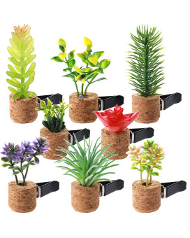 8 Pieces Artificial Plant Air Vent Clips Succulents with Essential Oil Mini Sprayer Car Plant Vent Decor Cute Plant Vent Clip Air Freshener for Car Air Vent Decorations Accessories (Classic Style)