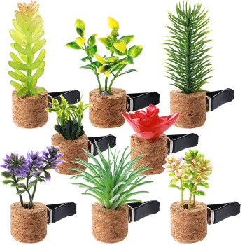 8 Pieces Artificial Plant Air Vent Clips Succulents with Essential Oil Mini Sprayer Car Plant Vent Decor Cute Plant Vent Clip Air Freshener for Car Air Vent Decorations Accessories (Classic Style)