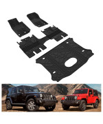 KIWI MASTER Floor Mats & Cargo Liner Compatible for 2015-2018 Jeep Wrangler JK All Weather Custom Fit Liners - Only Fit Models with Factory Subwoofer 82213860 82214404