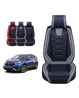 OASIS AUTO Honda CRV Accessories Seat Covers 2007-2025 Custom Fit Leather Cover Protector Cushion for CR-V (Full Set, Gray)