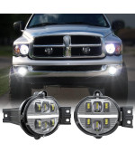 BICYACO LED Fog Light with DRL Compatible with Dodge Ram 1500 2002-2008 Dodge Ram 2500/3500 Pickup Truck 2003 2004 2005 2006 2007 2008 2009-1 Pair (Silver)