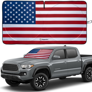 American Flag Windshield Sun Shade, High-Resolution Car Sun Shield with Mirror Cut-Out for Automotive Interior Sun Protection Heat Reduction, Folding Car Sunshade with Storage Bag - Small, Original