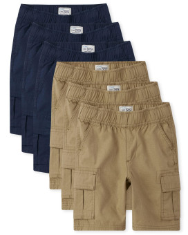 The childrens Place Boys Pull on cargo Shorts, FlaxTidal 6 Pack, 8(Husky)