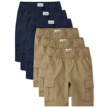 The childrens Place Boys Pull on cargo Shorts, FlaxTidal 6 Pack, 8(Husky)