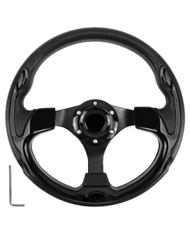 MOTAFAR Golf Cart Steering Wheel with Ergonomic Design Universal Fit for Golf Cart Club Car EZGO RXV & TXT, Yamaha, Precedent Tempo, DS(All Black)