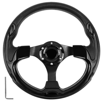 MOTAFAR Golf Cart Steering Wheel with Ergonomic Design Universal Fit for Golf Cart Club Car EZGO RXV & TXT, Yamaha, Precedent Tempo, DS(All Black)