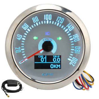 Aramox GPS Speedometer, 85mm GPS Speedometer with Turn Signal Light 0-200KM/H Adjustable 7 Color Backlit for Car RV Ship(White)