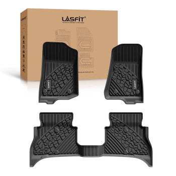 LASFIT Floor Mats for Jeep Wrangler 4XE Hybrid 2024 2023 2022 2021, All Weather Protection TPE Car Floor Liners, Front & Rear Rows, Black