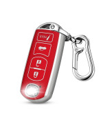 QBUC for Mazda TPU Key Fob Cover,Soft TPU 360 Degree Protector Key Holder with Keychain Mazda Miata CX-3 CX-4 CX-5 CX-7 CX-9 MX5 2/3/5/6/8 Buttons Smart Key(Red)