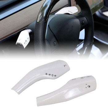 RYANSTAR RACING Tesla Model 3 Model Y Steering Lever Cover Gear Shift Cover Column Shift modeification Covers Extension Interior Wiper Rod(White)