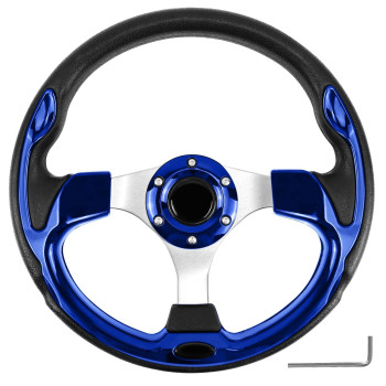 QYMOPAY 125 Inch golf cart Steering Wheel, Skid Steering Wheel, Universal golf cart for club car EZgO RXV and TXT, Yamaha, Precedent Tempo, DS5156Blue