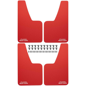 A-Premium 4 Pcs Red Universal Splash Guards Mud Flaps Mudflaps Mudguard Fender Flares for Car Sedan Coupe with Hardware Front and Rear