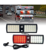 Xprite White/Red LED Dual Visor Strobe Flashing Lights, Windshield Sunshield Hazard Warning Light for Law Enforcement Emergency Firefighter Vehicles Trucks POV Cars