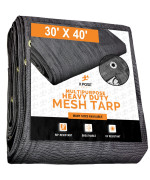 Xpose Safety Heavy Duty Mesh Tarp - 30 x 40 Multipurpose Black Protective cover with Air Flow - Use for Tie Downs, Shade, Fences, canopies, Dump Trucks - Weather and Tear Resistant