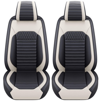 Tomatoman Seat Covers for Honda Civic Toyota Tacoma Camry 4Runner Rav4 Hyundai Sonata Tucson Nissan Altima Kia Edge Ford Versa Titan Jeep Cherokee Elantra Mazda Yaris(Front Set/Black White)