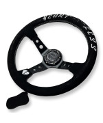 Performance Steering Wheel 350mm Deep Dish 6 Bolt For JDM Sport Racing Steering Wheel Suede Horn Button Included