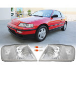 USR DEPO 90-91 CRX Corner Lights - Front Cornering Parking Turn Signal Lamp Set (Left + Right) Compatible with 1990-1991 Honda CR-X DX HF Si (All Clear Lens)