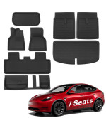 BASENOR 8PCS Tesla Model Y Floor Mats 3D Full Set Liners All-Weather Anti-Slip Waterproof Frunk & Trunk Mat Accessories Compatible with 7 Seater Model Y