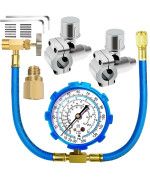 Refrigerator Freon Recharge Hose Kit-R134a R12 R22 Fridge Recharge Tool Kit with 2 BPV31 Bullet Piercing Tap Valves,1 R134a Self-Sealing Adapter, for Refrigerator Refrigerant Refilling (White-Style 1)