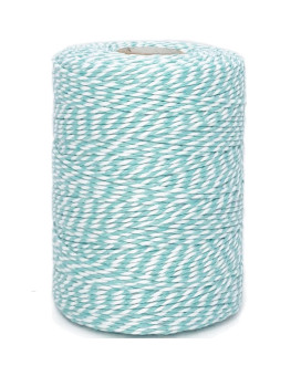 Leecogo Bakers Twine String Aqua Blue and White Cotton Twine 656 Feet Butchers Twine for Gift Wrapping DIY Crafts Home Decoration Cooking