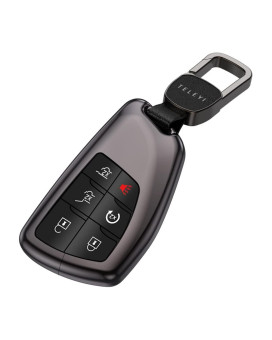 Kwak's Key Fob Cover Protector Keyless Entry for 2021 2022 Chevy Tahoe GMC Yukon Chevrolet Suburban Six Buttons Key Shells Case (Dark Grey-Buckle)