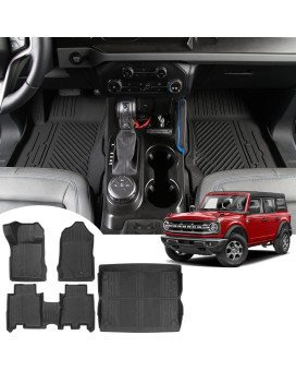 Floor Mat for Ford Bronco 2021 2022 2023 4 Door 3D All-Weather Floor Liners Rear Cargo Liner Full Set Trunk Mats Accessories