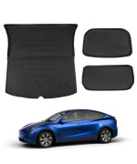 Bomely Floor Mats Compatible with 2020-2023 Tesla Model Y Trunk Mat Cargo Mat Cargo Liner All Weather Back Seat Cover Protector 2022 Tesla Model Y Accessories (Set of 9 Mats)